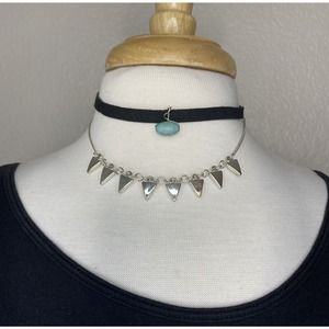 SHIRALEAH New Black Velvet Sylvana Choker Necklace Anthropologie NWT